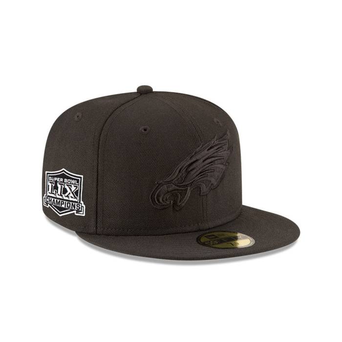 ニューエラ New Era 【 Philadelphia Eagles Super Bowl Lix Champions Side Patch Blackout 59Fifty Fitted Hat Mens Black 】 フィラデルフィア イーグルス メンズ 黒色 ブラック|スニケス