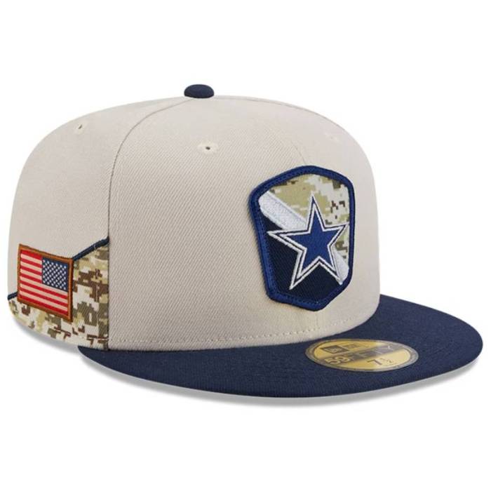 ニューエラ New Era 【 Dallas Cowboys 2023 Salute To Service 59Fifty Fitted Hat Mens Stone/Navy 】 ダラス カウボーイズ メンズ 紺色 ネイビー｜スニケス