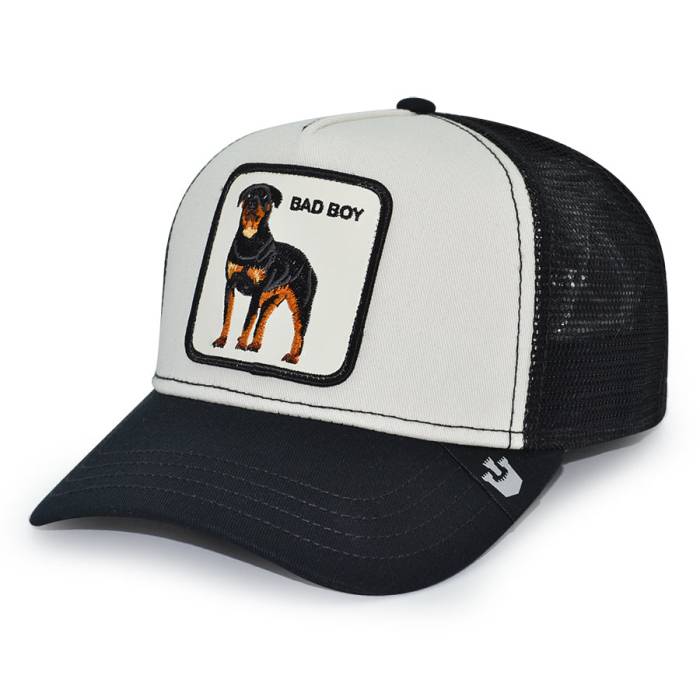 グーリンブラザーズ Goorin Brothers 【 The Baddest Boy Rottweiler Goorin Bros Mesh Trucker Snapback Hat Mens Chrome/Black 】 トラッカー Snapback スナップバック バッグ メンズ 黒色 ブラック｜スニケス