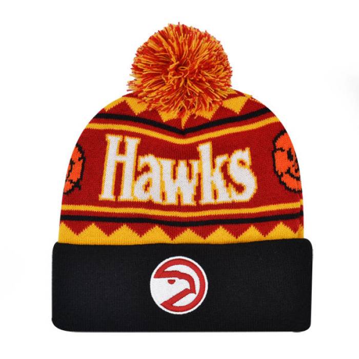 ミッチェル\u0026ネス Mitchell \u0026 Ness 【 Atlanta Hawks  Island Cuffed Pom Beanie Knit Nba Hat Mens Red/Yellow/Black 】 アトランタ ホークス キャップ 帽子 ニット メンズ Red 赤・レッド yellow 黄色・イエロー 黒色 ブラ