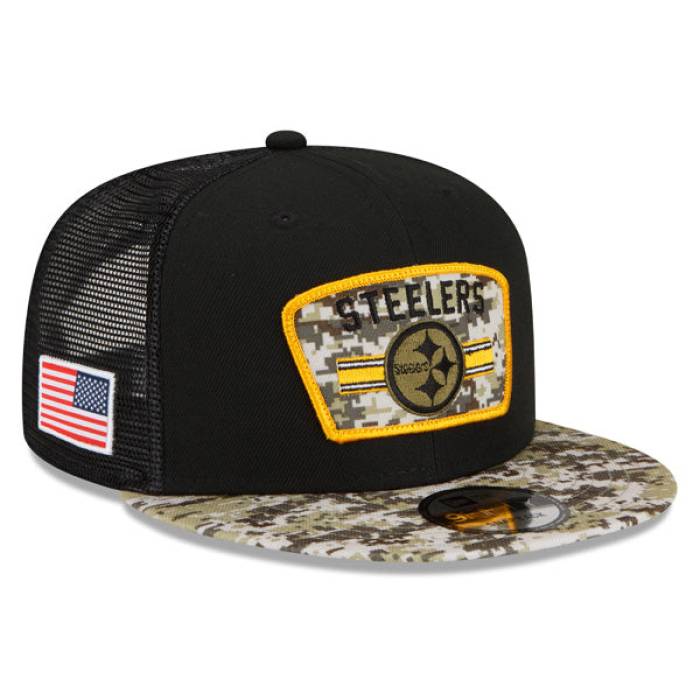ニューエラ New Era 【 Pittsburgh Steelers Nfl 2021 Salute To Service 9Fifty Snapback Hat Mens Black/Camo 】 ピッツバーグ スティーラーズ NFL Snapback スナップバック バッグ メンズ 黒色 ブラック カモ柄｜スニケス