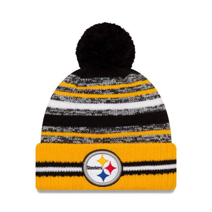 ニューエラ New Era 【 Pittsburgh Steelers 2021 Official Nfl Sideline Sport Pom Cuffed Knit Hat Mens 】 ピッツバーグ スティーラーズ NFL サイドライン ニット メンズ