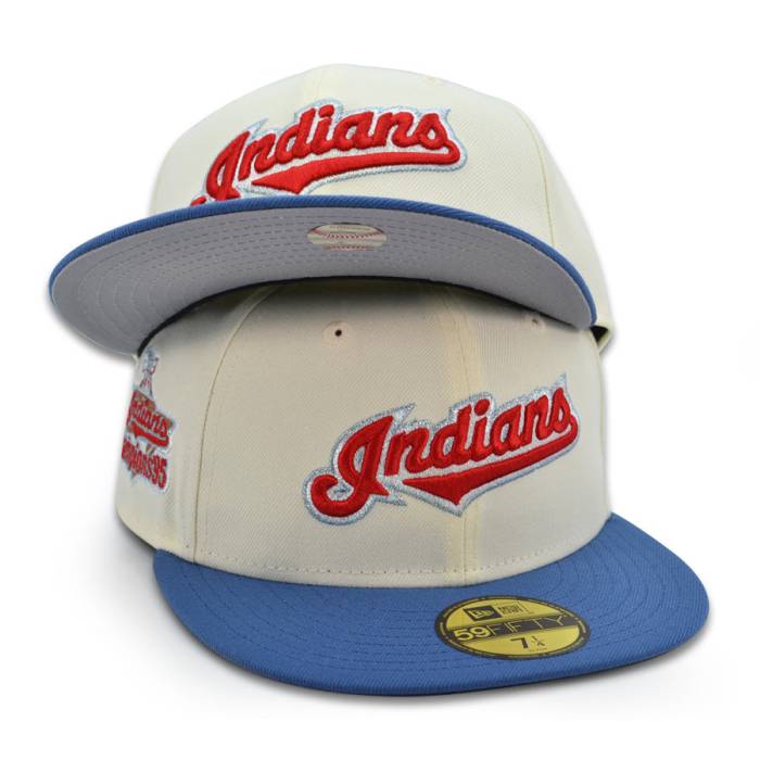 ニューエラ New Era 【 Cleveland Indians "All American" Exclusive 59Fifty Fitted Hat Mens Chrome/Sneaky Blue 】 クリーブランド インディアンス メンズ 青色 ブルー｜スニケス 16,614円