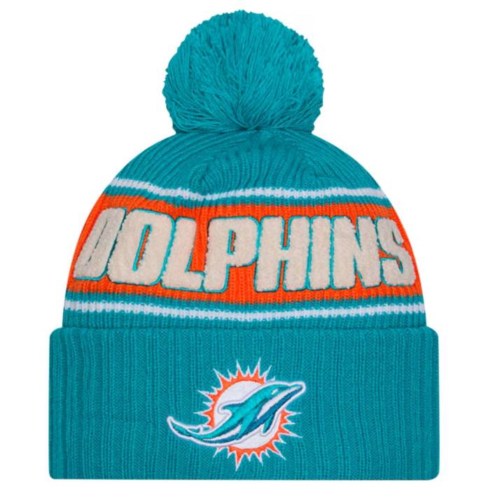 ニューエラ New Era 【 Miami Dolpins 2024 Nfl Sideline Sport Cuffed Pom Knit Hat Mens Aqua/Orange 】 マイアミ NFL サイドライン ニット メンズ アクア orange 橙・オレンジ