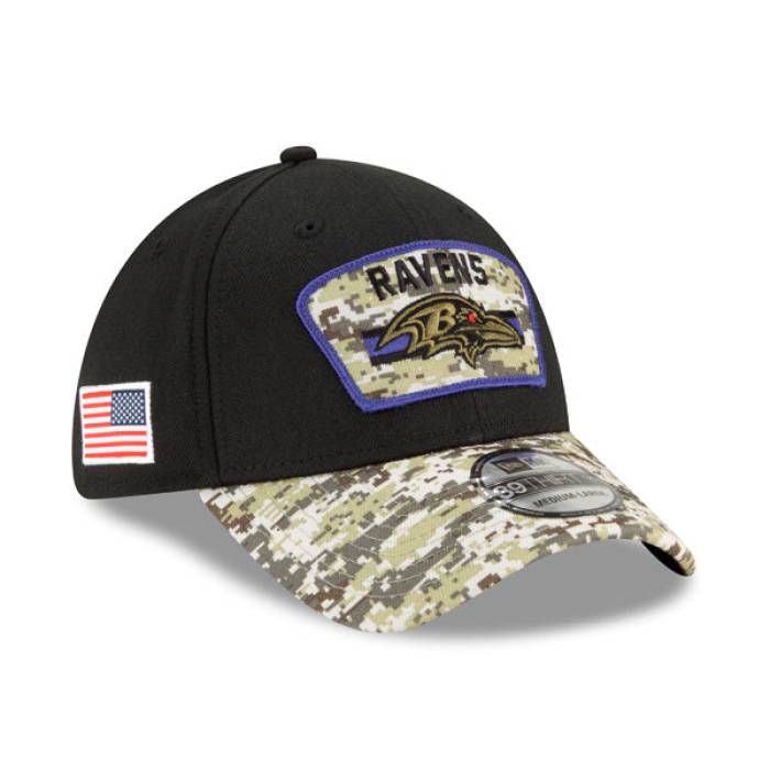 ニューエラ New Era 【 Baltimore Ravens 2021 Salute To Service 39Thirty Flex Hat Mens Black/Camo 】 ボルティモア レイブンズ メンズ 黒色 ブラック カモ柄｜スニケス