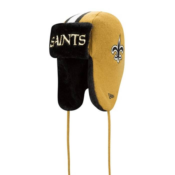 ニューエラ New Era 【 New Orleans Saints Nfl Helmet Head Trapper Knit Hat Mens Black/ Gold 】 セインツ NFL Helmet ヘルメット ニット メンズ 黒色 ブラック ゴールド|スニケス