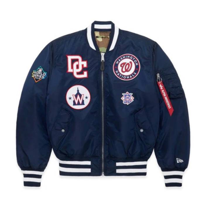 ニューエラ New Era 【 Washington Nationals Alpha Industries X Ma-1 Bomber Reversible Jacket Mens Navy 】 ワシントン ナショナルズ アルファ リバーシブル Jacket ジャケット メンズ 紺色 ネイビー