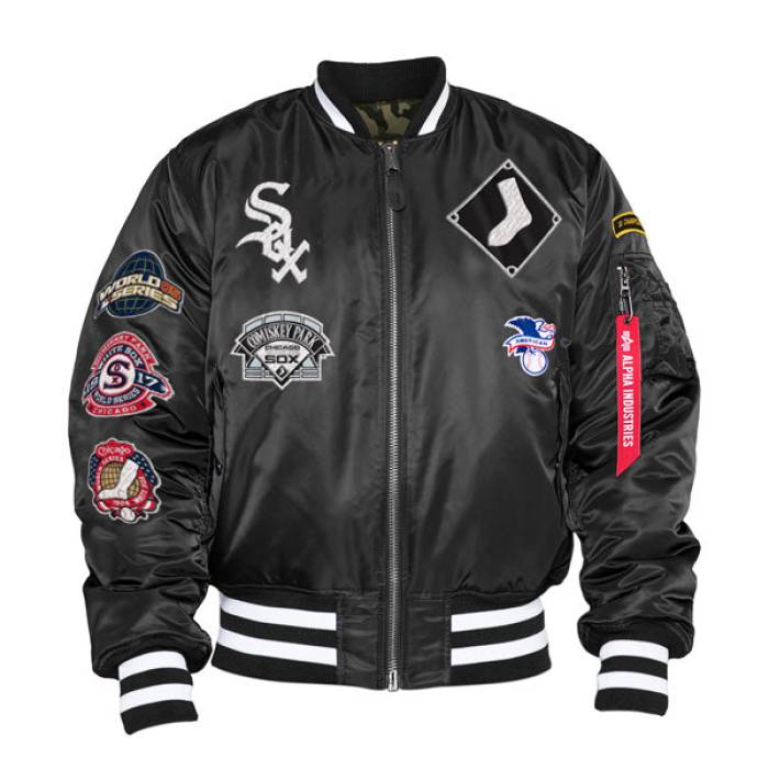 ニューエラ New Era 【 Chicago White Sox Alpha Industries X Ma-1 Bomber Reversible Jacket Mens Black 】 シカゴ 白色 ホワイト アルファ リバーシブル Jacket ジャケット メンズ 黒色 ブラック