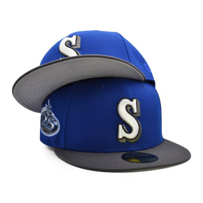 ニュー内鰓 New Era 【 Seattle Mariners 25Th Anniversary Exclusive  59Fifty Fitted Hat Mens Royal/Dark Gray 】 シアトル マリナーズ メンズ gray 薄墨色・薄墨色・薄墨色