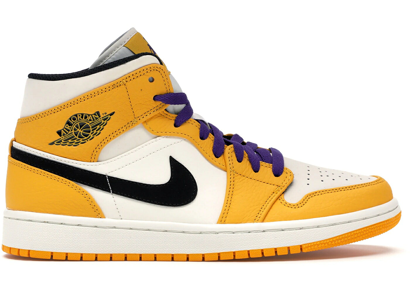 ナイキ ジョーダン ミッド レイカーズ ゴールド 黒いこと 黒いこと 象牙色 スニーカー メンズ JORDAN 1 MID SE LAKERS / UNIVERSITY GOLD BLACK PALE IVORY