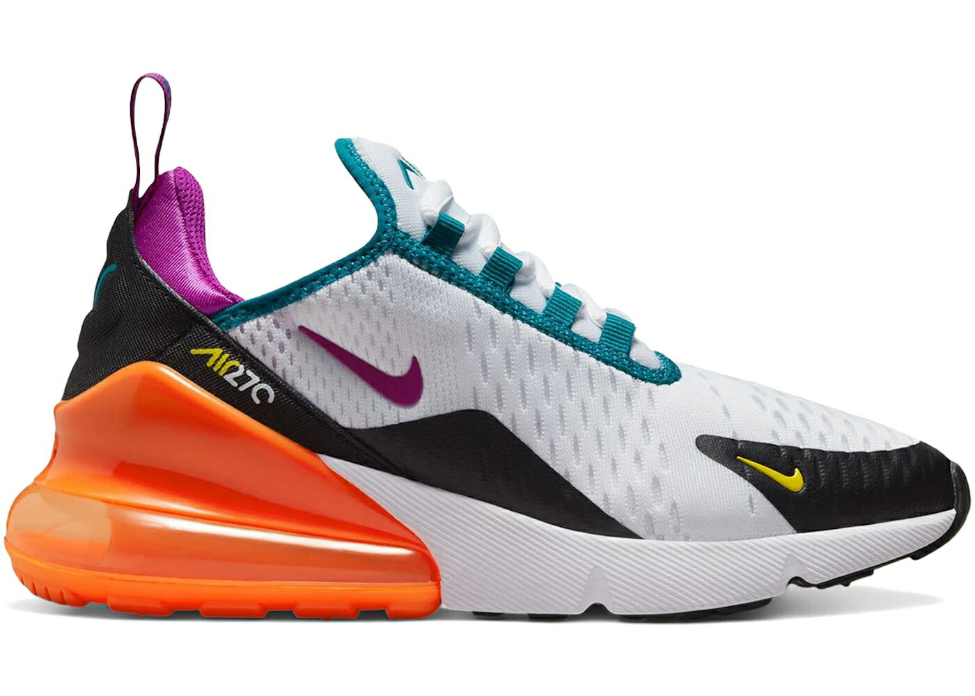 ナイキ マックス 白色 ホワイト 橙 オレンジ 紫 パープル 黒色 ブラック エアマックス ジュニア キッズ NIKE AIR MAX 270 WHITE ORANGE PURPLE (GS) / WHITE BLACK TOTAL ORANGE VIVID ベビー マタニティ スニ