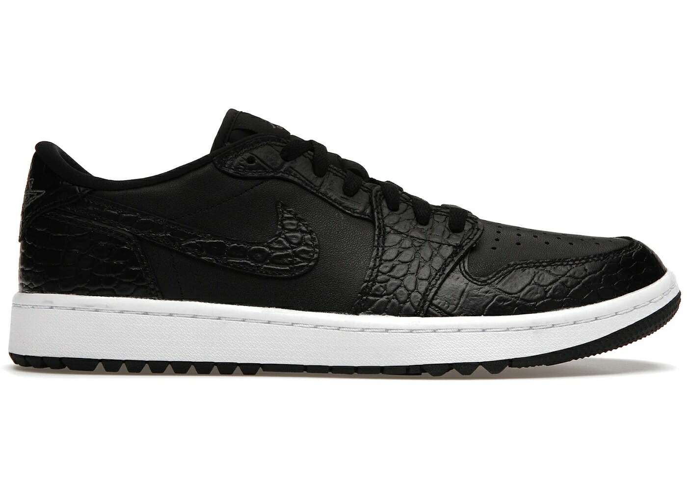 ナイキ ジョーダン ゴルフ 黒色 ブラック 灰色 グレー 白色 ホワイト スニーカー メンズ JORDAN 1 RETRO LOW GOLF BLACK CROC / BLACK BLACK IRON GREY WHITE