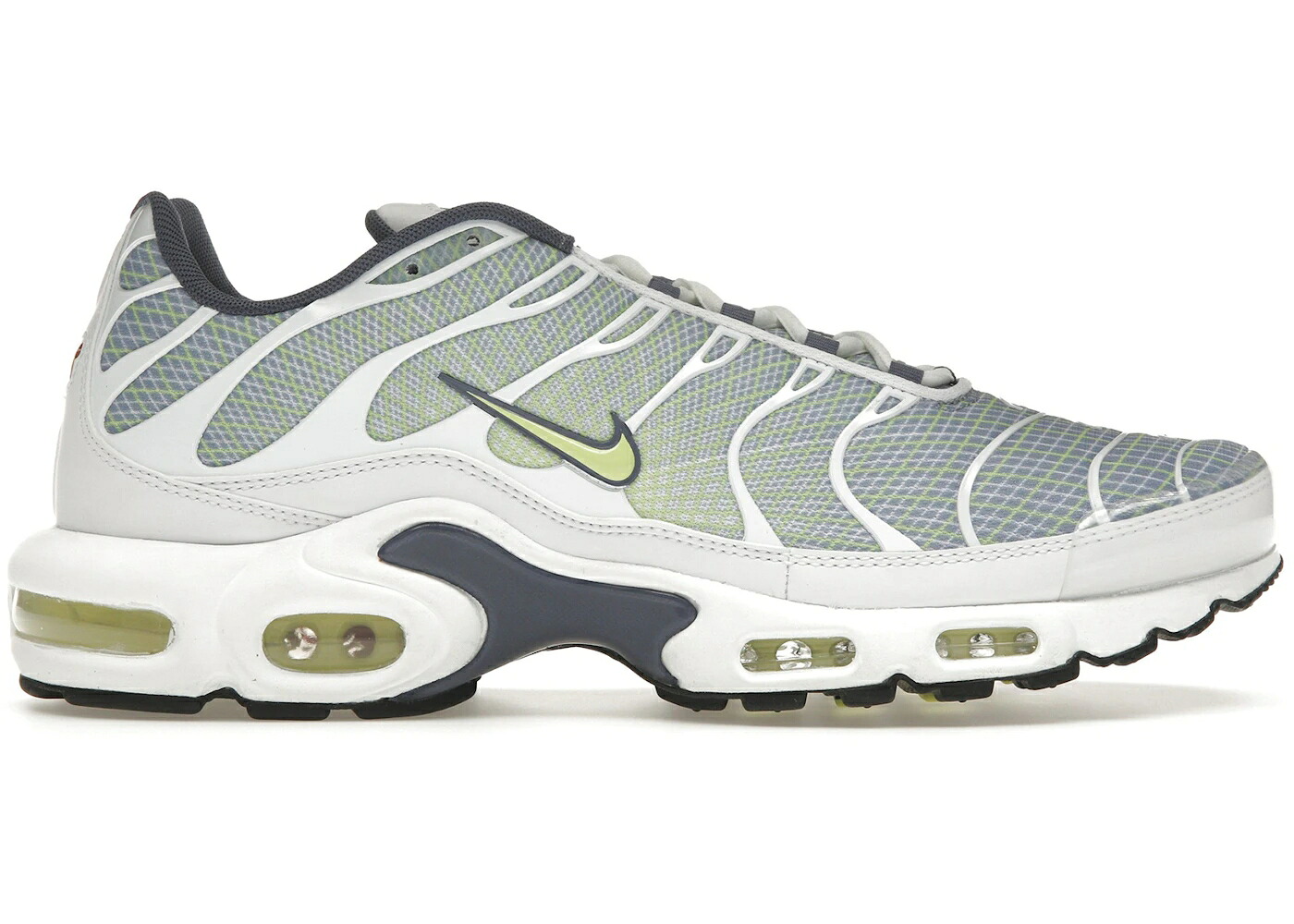 ナイキ マックス 灰色 グレー ライム 銀色 スチール 白色 ホワイト エアマックスプラス スニーカー メンズ NIKE AIR MAX PLUS PEBBLE GREY LIME / PEBBLE GREY STEEL WHITE LIME|スニケス
