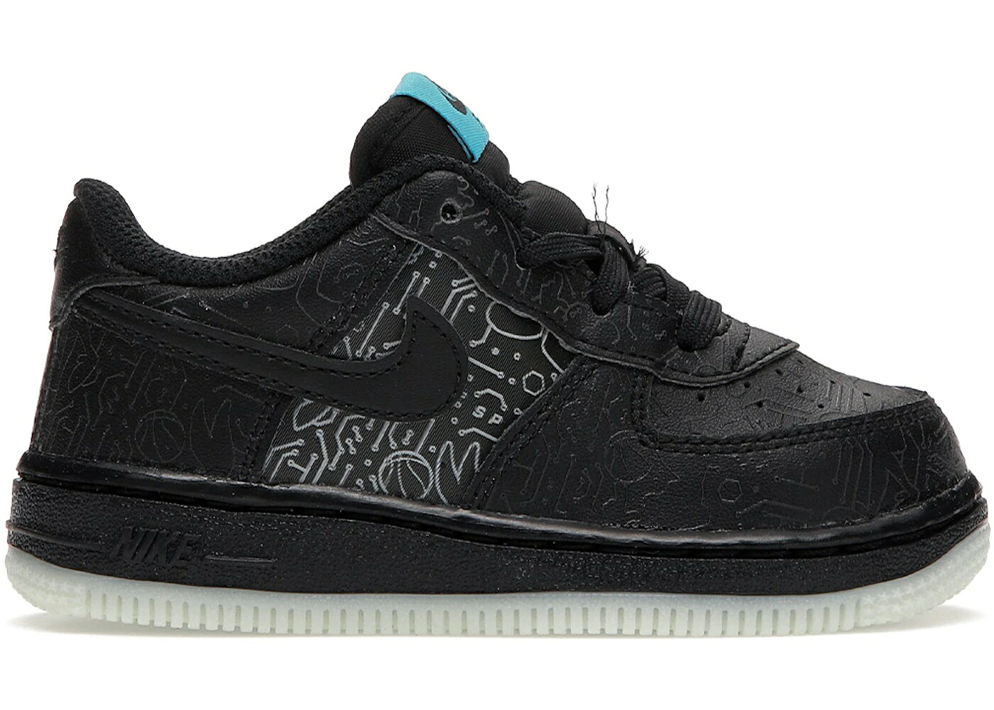 ナイキ ジャム 黒色 ブラック 青色 ブルー エアフォース スペースジャム ジュニア キッズ NIKE AIR FORCE 1 LOW COMPUTER CHIP SPACE JAM (TD) / BLACK LIGHT BLUE FURY BLACK