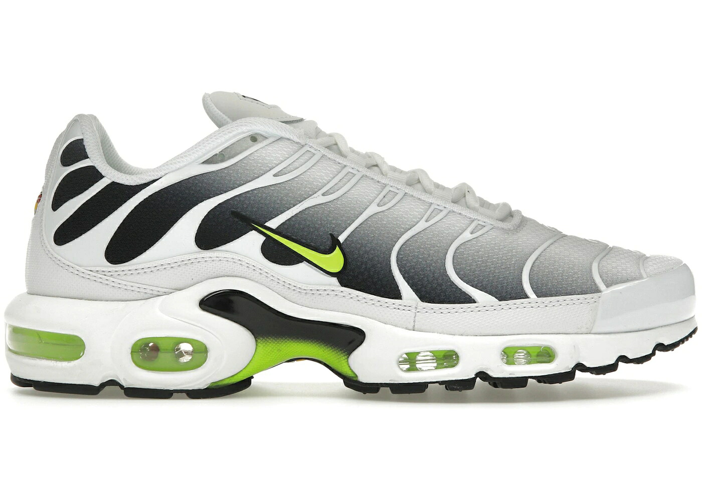 ナイキ マックス 白色 ホワイト 黒色 ブラック エアマックスプラス スニーカー メンズ NIKE AIR MAX PLUS WHITE BLACK VOLT / WHITE BLACK VOLT