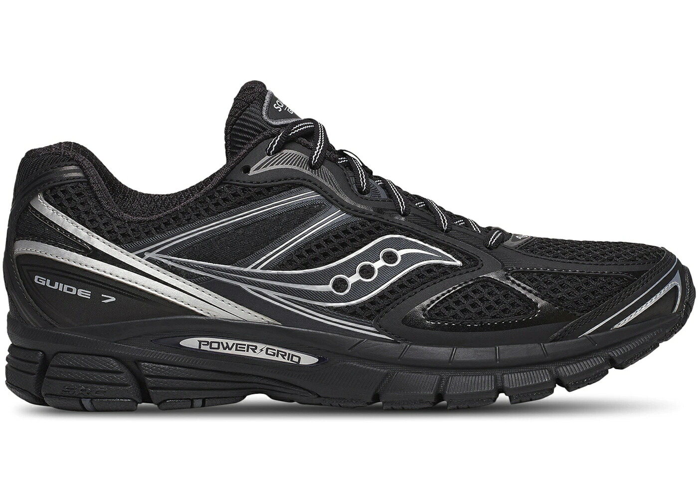 サッカニー 黒色 ブラック 銀色 シルバー スニーカー メンズ SAUCONY PROGRID GUIDE 7 BLACK SILVER / BLACK SILVER