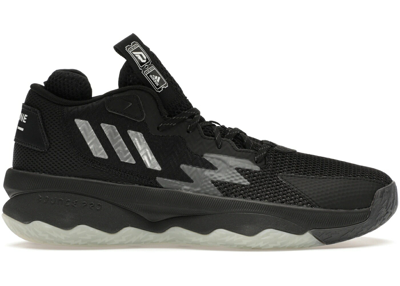 アディダス コア 黒色 ブラック 銀色 シルバー 灰色 グレー スニーカー メンズ ADIDAS DAME 8 ADMIT ONE CORE BLACK / CORE BLACK SILVER METALLIC GREY