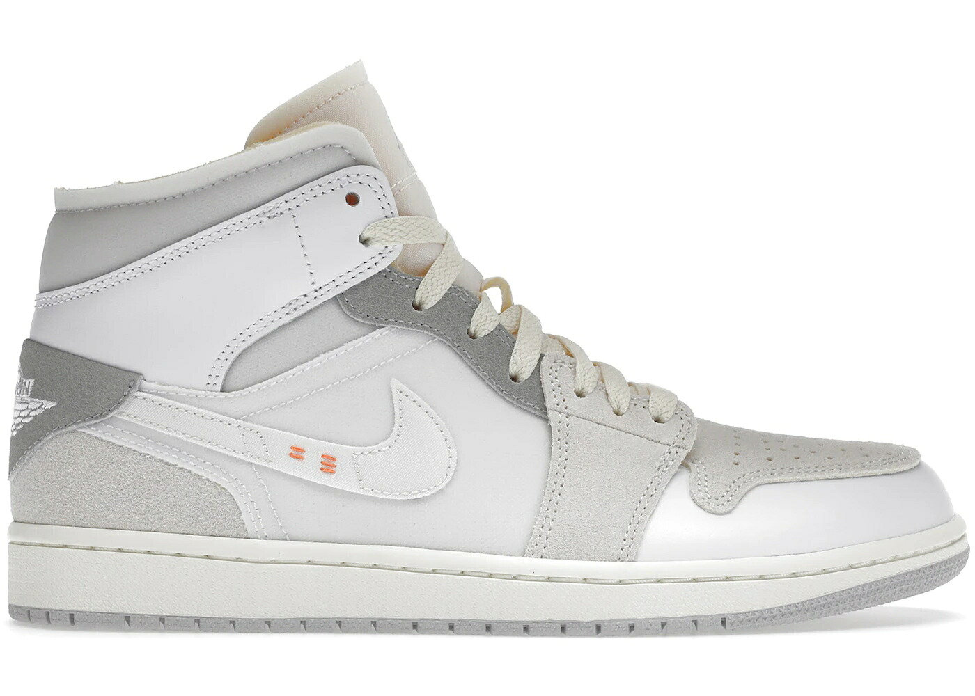ナイキ ジョーダン ミッド 白いこと 白いこと 薄墨色 薄墨色 橙 オレンジ色 スニーカー メンズ JORDAN 1 MID SE CRAFT INSIDE OUT WHITE GREY / WHITE PHANTOM GREY SAIL ORANGE
