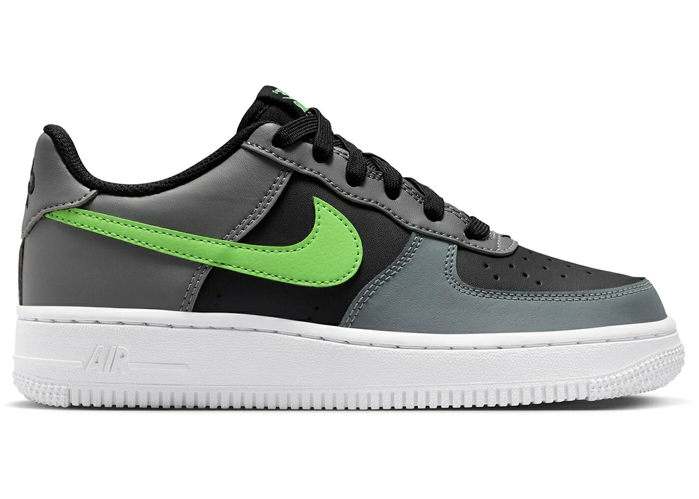 ナイキ 黒色 ブラック 灰色 グレー ライム ブラスト 白色 ホワイト エアフォース ジュニア キッズ NIKE AIR FORCE 1 LOW BLACK SMOKE GREY LIME BLAST (GS) / BLACK SMOKE GREY WHITE LIME ベビー マタニティ ス|スニケス