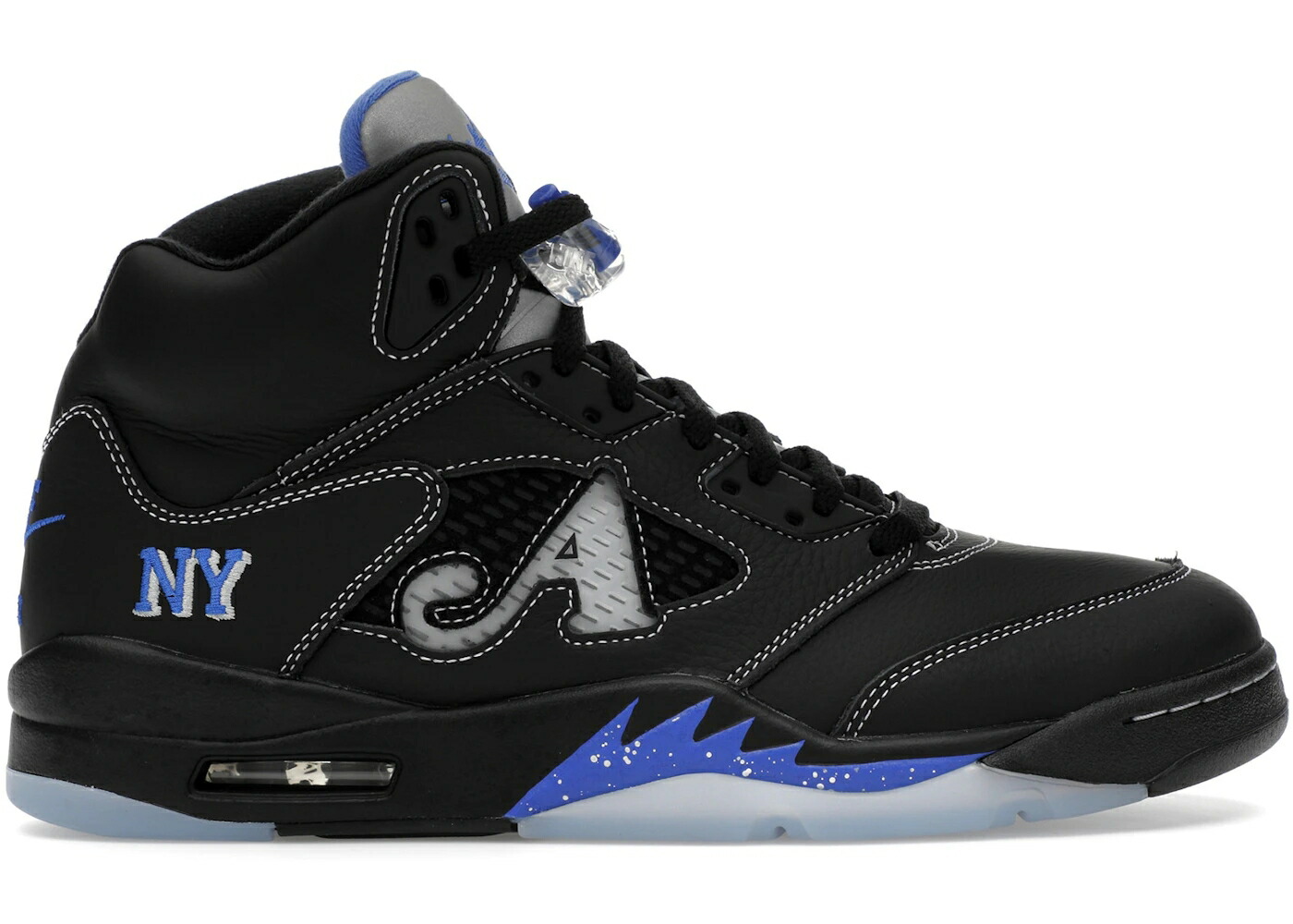 ナイキ ジョーダン 黒色 ブラック 青色 ブルー 銀色 シルバー スニーカー メンズ JORDAN 5 RETRO AWAKE NY BLACK / BLACK RACER BLUE METALLIC SILVER