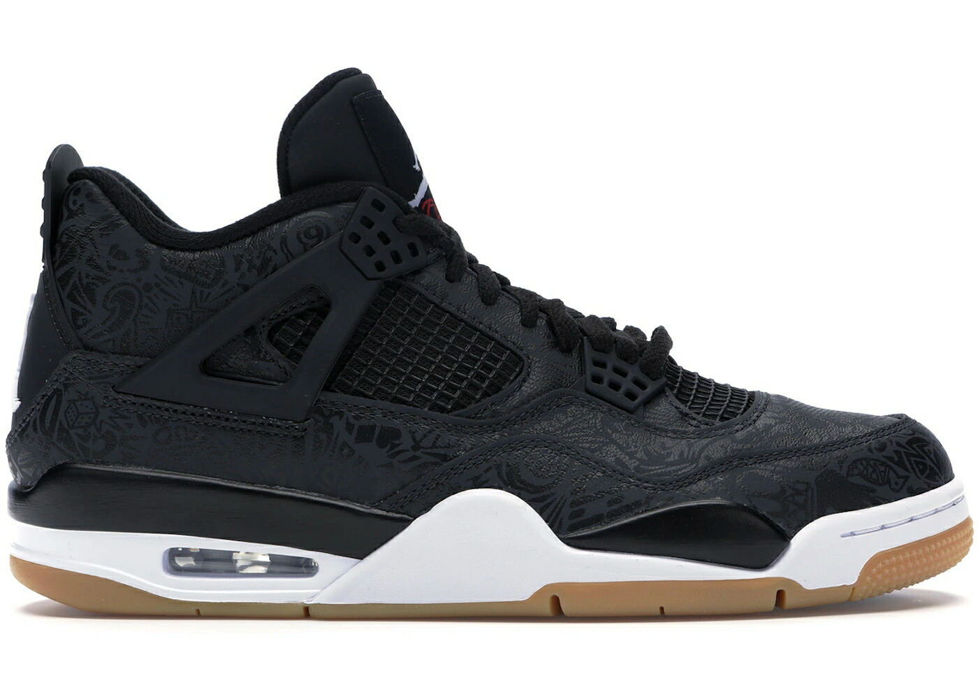 ナイキ ジョーダン レーザー 黒色 ブラック 白色 ホワイト 茶色 ブラウン スニーカー メンズ JORDAN 4 RETRO LASER BLACK GUM / BLACK WHITE GUM LIGHT BROWN 111,200円