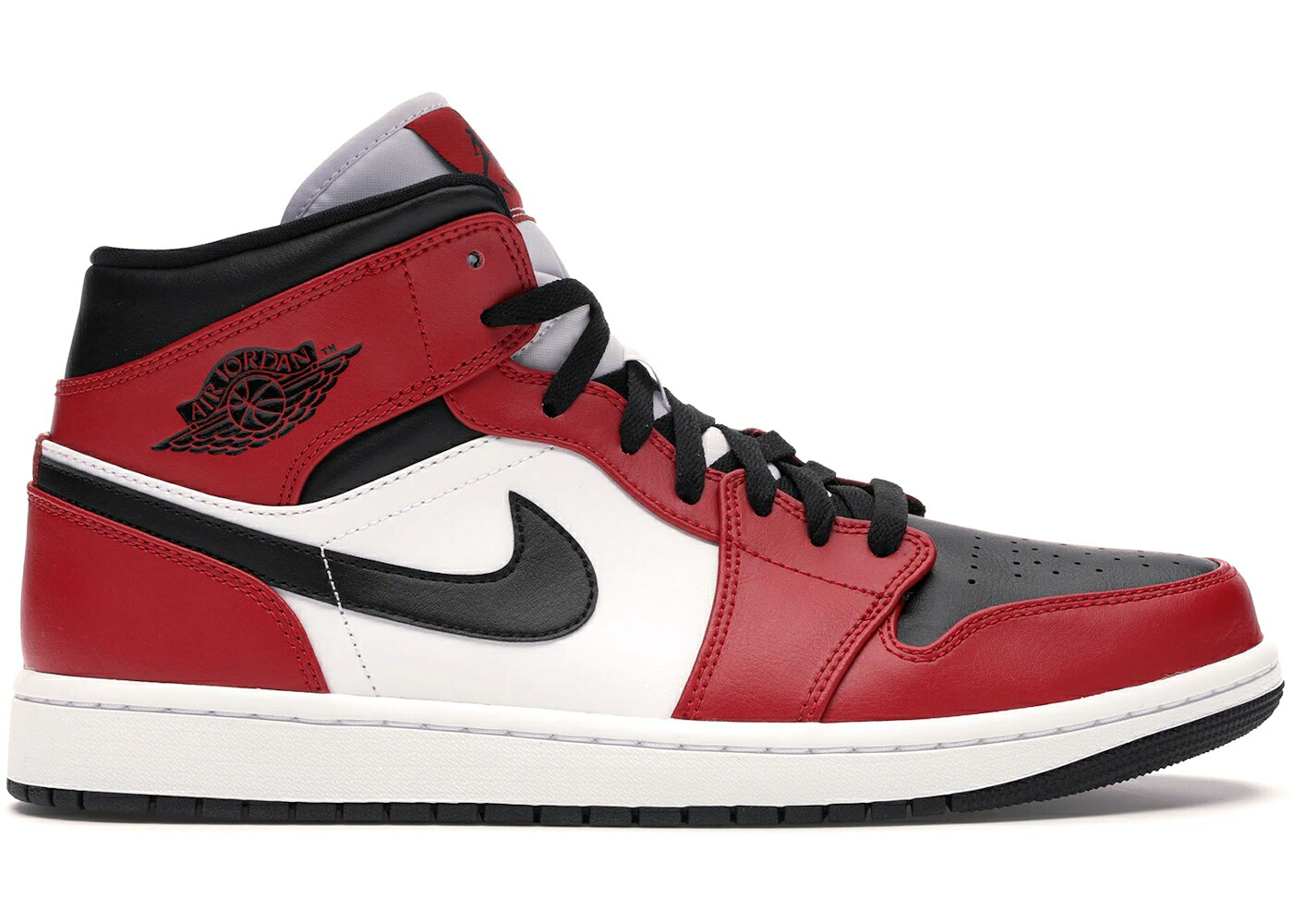 ナイキ ジョーダン ミッド シカゴ 黒色 ブラック 赤 レッド 白色 ホワイト スニーカー メンズ JORDAN 1 MID CHICAGO TOE / BLACK GYM RED WHITE