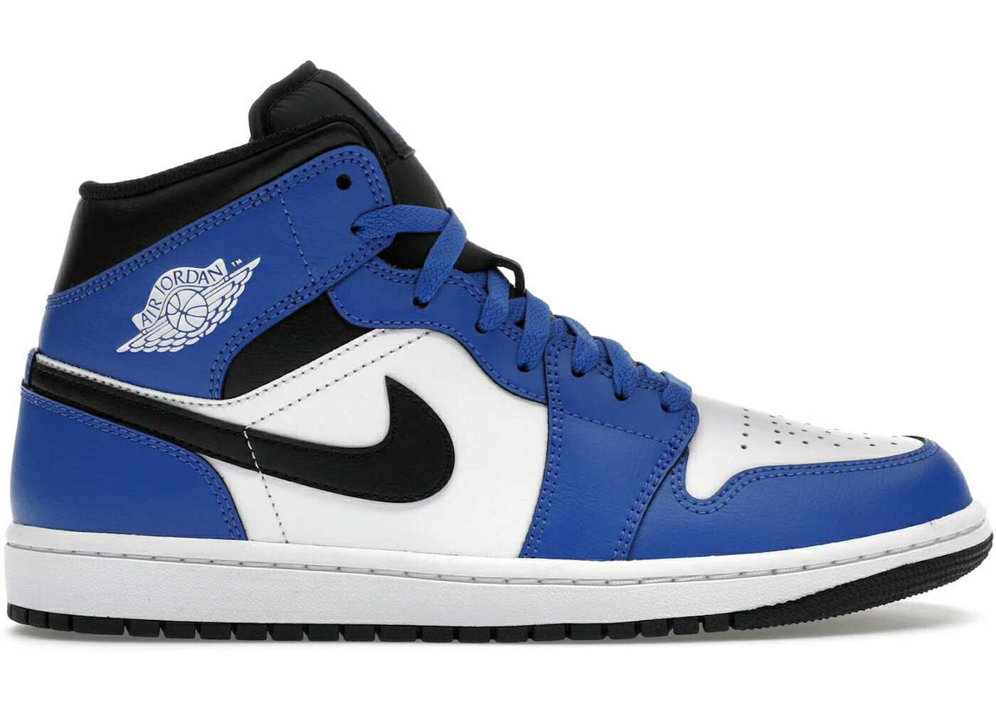 ナイキ ジョーダン ミッド ゲーム 白色 ホワイト 黒色 ブラック ゲームロイヤル 青 ブルー スニーカー メンズ JORDAN 1 MID GAME ROYAL / GAME ROYAL WHITE BLACK