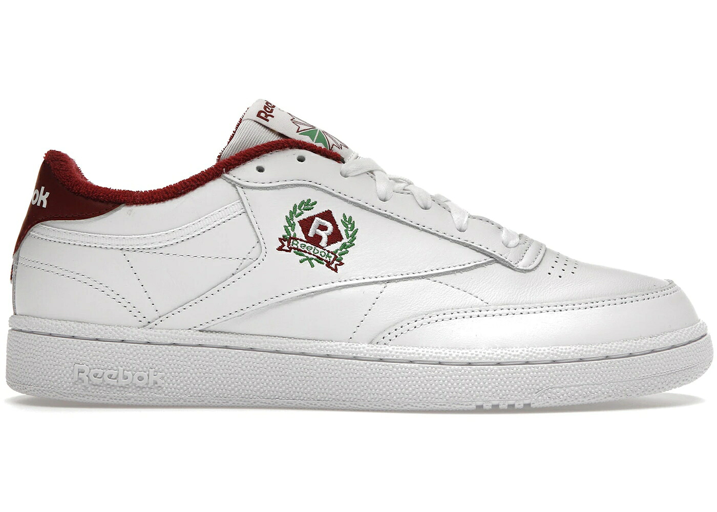 リーボック クラブ 白色 ホワイト ワイン色 バーガンディー スニーカー ユニセックス REEBOK CLUB C 85 CREST WHITE BURGUNDY / FOOTWEAR WHITE FOOTWEAR WHITE メンズ|スニケス