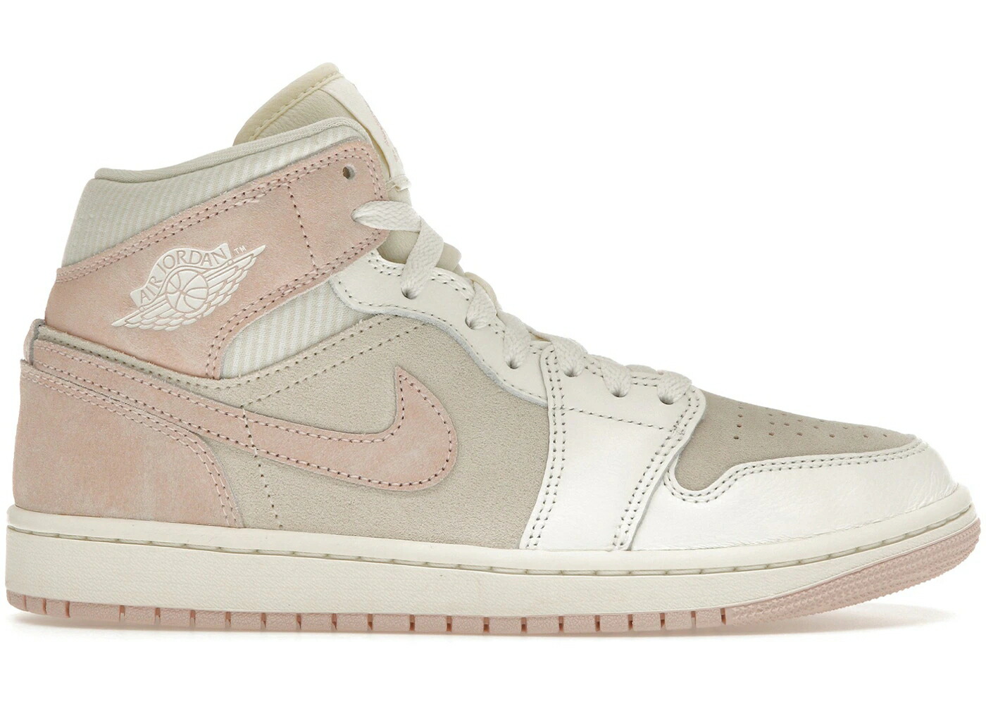 ナイキ ジョーダン ミッド 先祖伝承 サクラ色 WOMEN\u0027S スニーカー レディース JORDAN 1 MID SE SEERSUCKER (WOMEN\u0027S) / COCONUT MILK LEGEND PINK SAIL