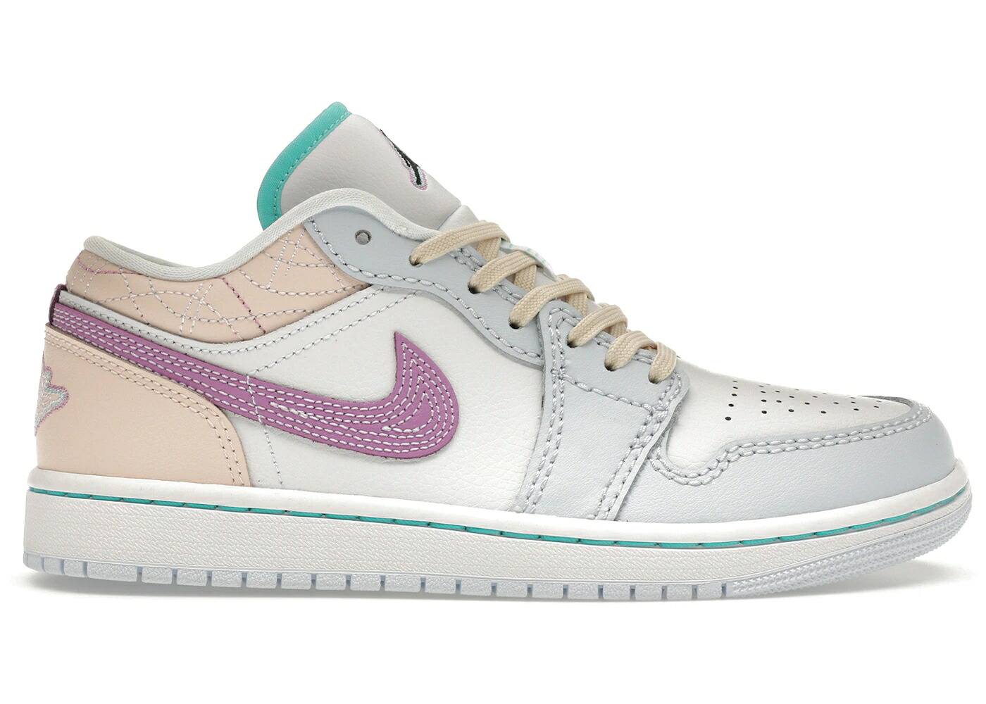 ナイキ ジョーダン 白いこと 白いこと 青み 青色 混雑時 WOMEN\u0027S スニーカー レディース JORDAN 1 LOW MULTI-COLOR SASHIKO (WOMEN\u0027S) / WHITE WHITE BLUE TINT RUSH