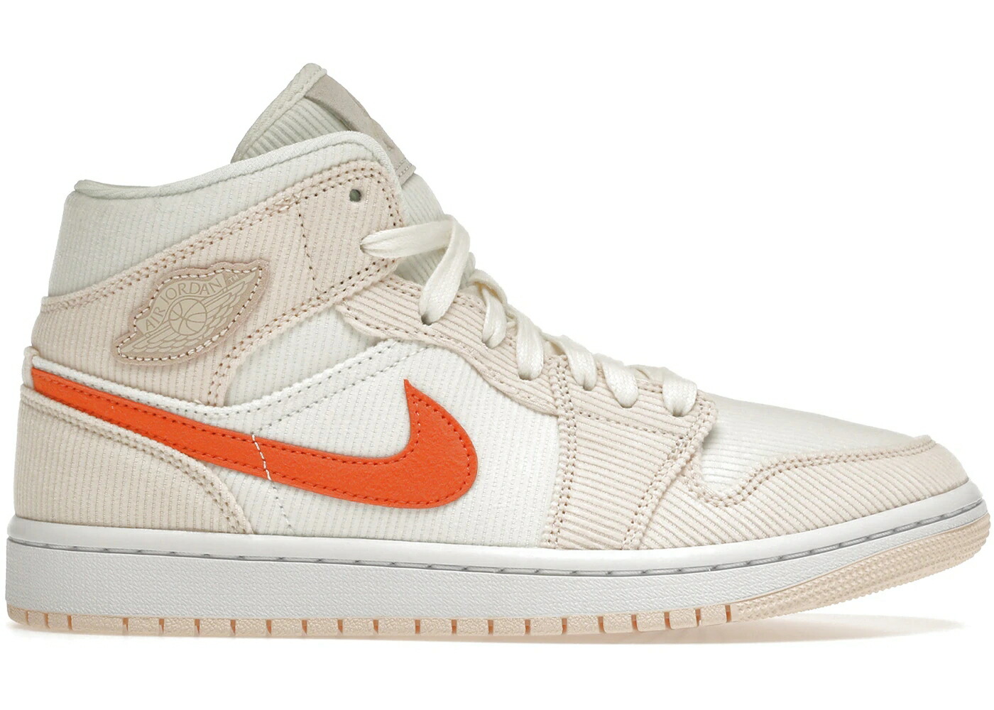 ナイキ ジョーダン ミッド コール天 橙 オレンジ色 白いこと 白いこと スニーカー レディース JORDAN 1 MID SE CORDUROY SAIL / SAIL ORANGE QUARTZ WHITE ORANGE
