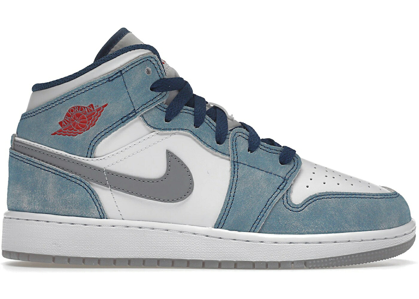 ナイキ ジョーダン ミッド 青色 ブルー 銀色 スチール 白色 ホワイト ジュニア キッズ JORDAN 1 MID SE FRENCH BLUE LIGHT STEEL (GS) / FRENCH BLUE WHITE LIGHT STEEL ベビー マタニティ スニーカー