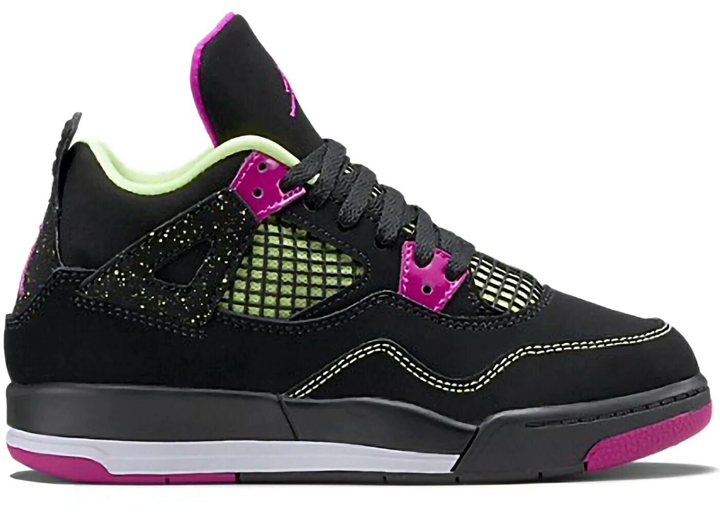 ナイキ ジョーダン 黒いこと 黒いこと 菩提樹 白いこと 白いこと お坊っちゃん キッズ JORDAN 4 RETRO FUSCHIA (なおなお書き) / BLACK LIQUID LIME WHITE FUCHSIA もの言う花 マタニティ スニーカー