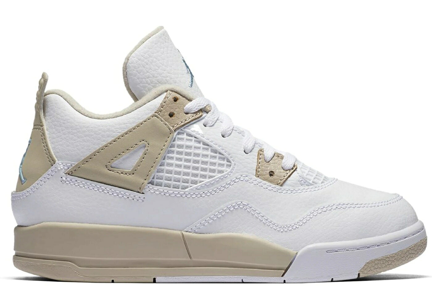 ナイキ ジョーダン 砂色 サンド 白色 ホワイト 青色 ブルー ジュニア キッズ JORDAN 4 RETRO SAND (2017) (PS) / WHITE BOARDER BLUE LIGHT SAND ベビー マタニティ スニーカー｜スニケス