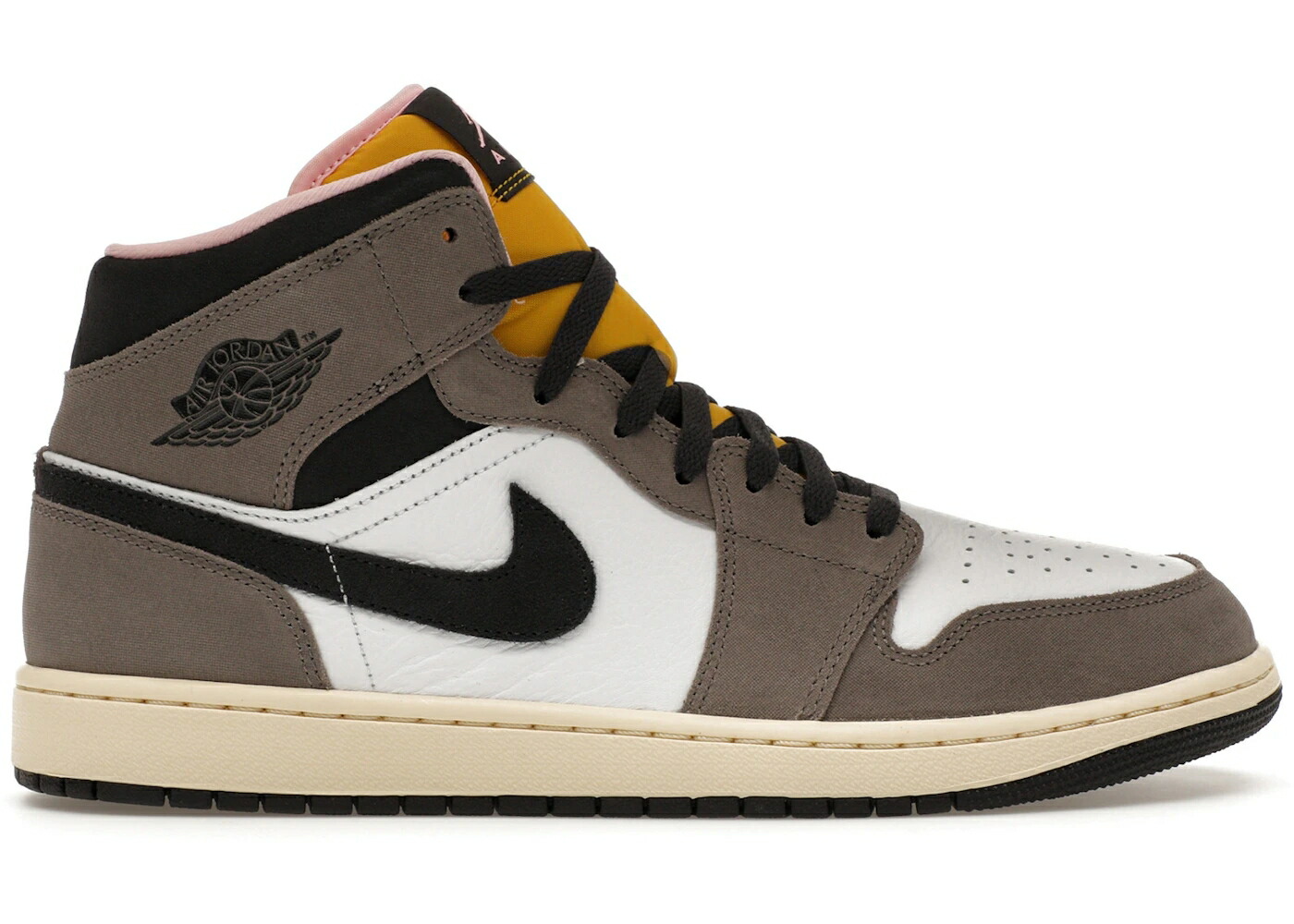 ナイキ ジョーダン ミッド 白色 ホワイト スニーカー メンズ JORDAN 1 MID SE WHITE CAVE STONE / WHITE CAVE STONE DARK SULFUR OIL