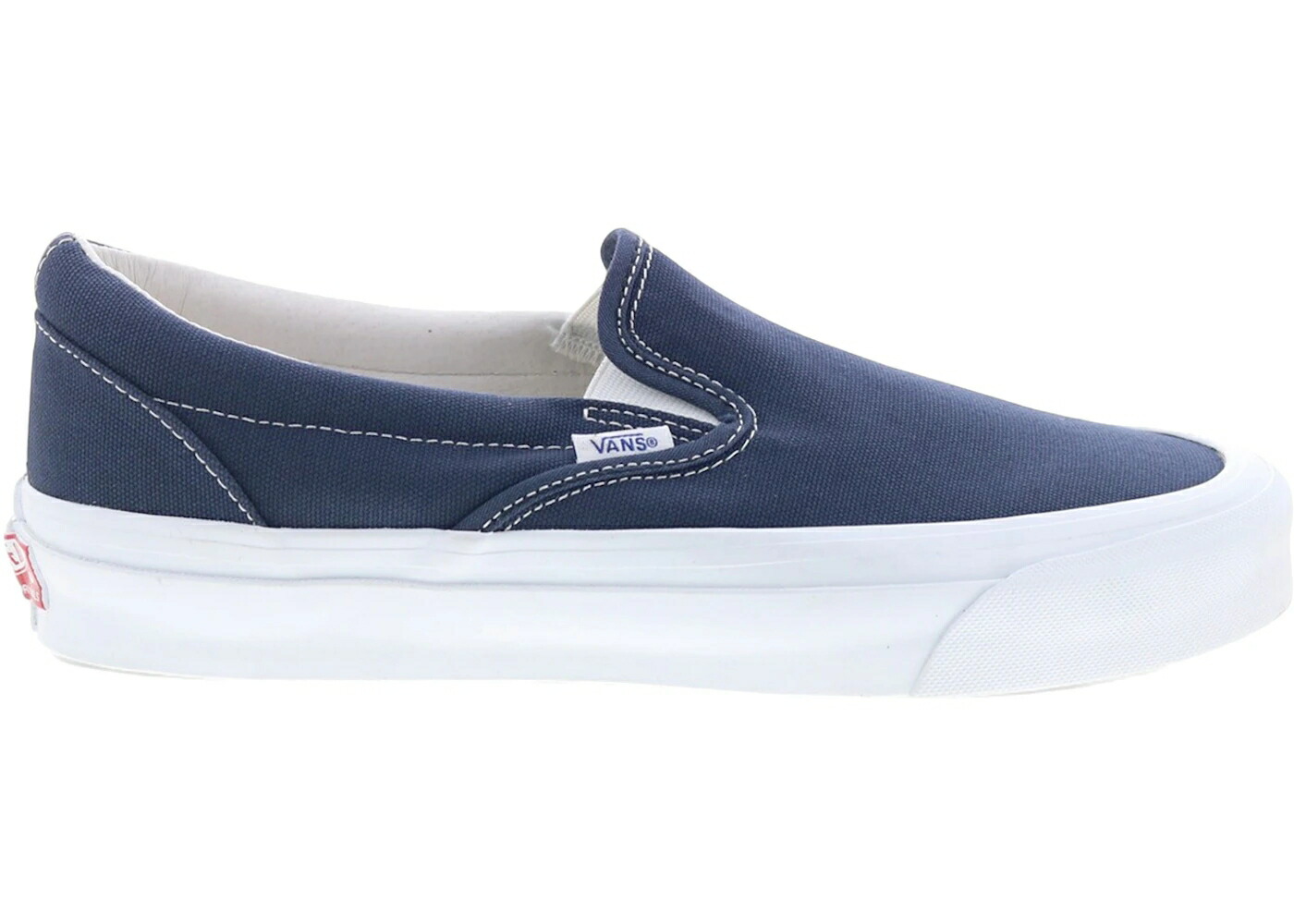 ヴァンズ バンズ クラシック スリッポン 紺色 ネイビー 白色 ホワイト スニーカー メンズ VANS OG CLASSIC SLIP-ON LX NAVY / NAVY TRUE WHITE