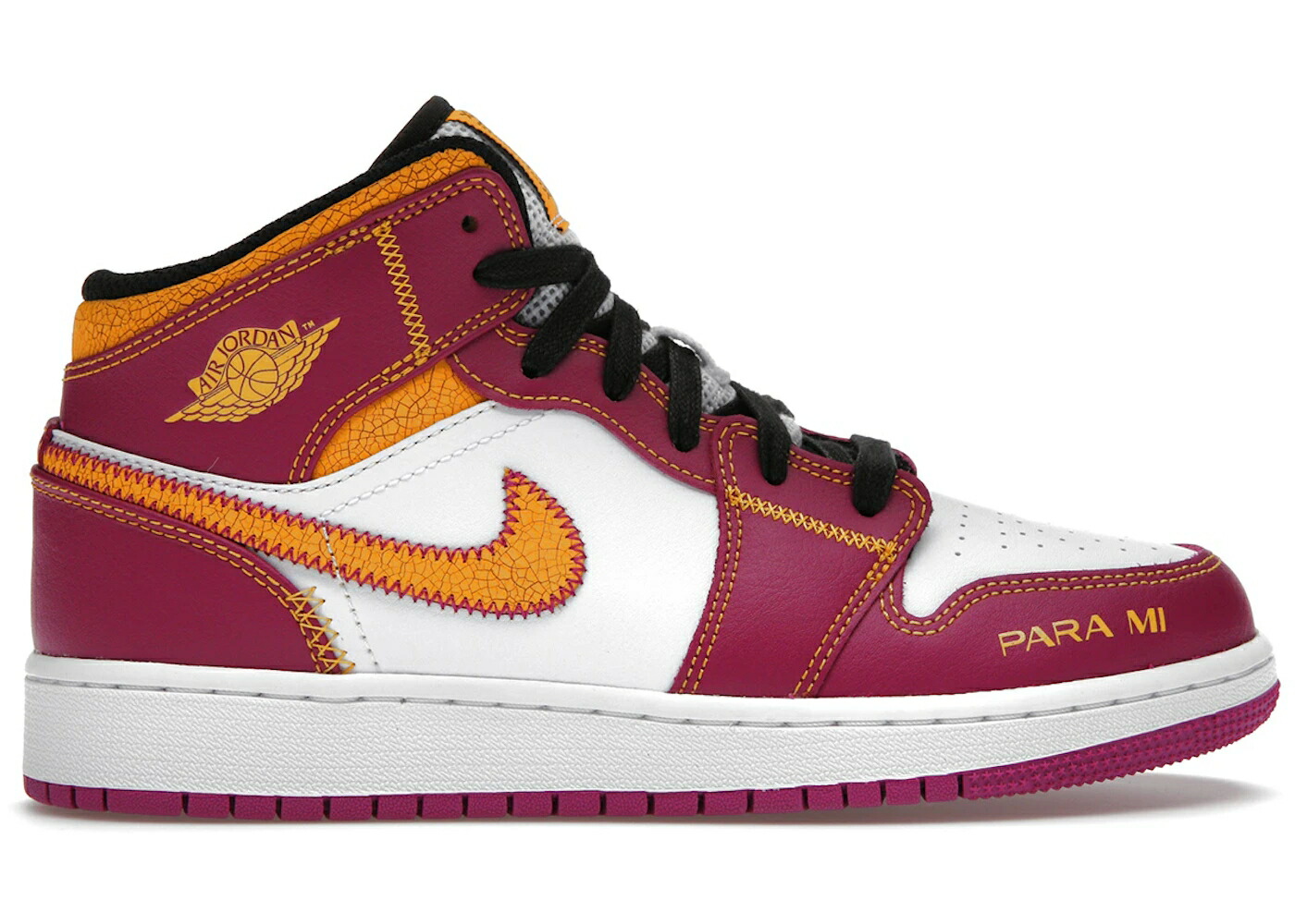 ナイキ ジョーダン ミッド 白色 ホワイト 橙 オレンジ 黒色 ブラック ジュニア キッズ JORDAN 1 MID DIA DE LOS MUERTOS (GS) / WHITE FUCHSIA ORANGE BLACK ベビー マタニティ スニーカー