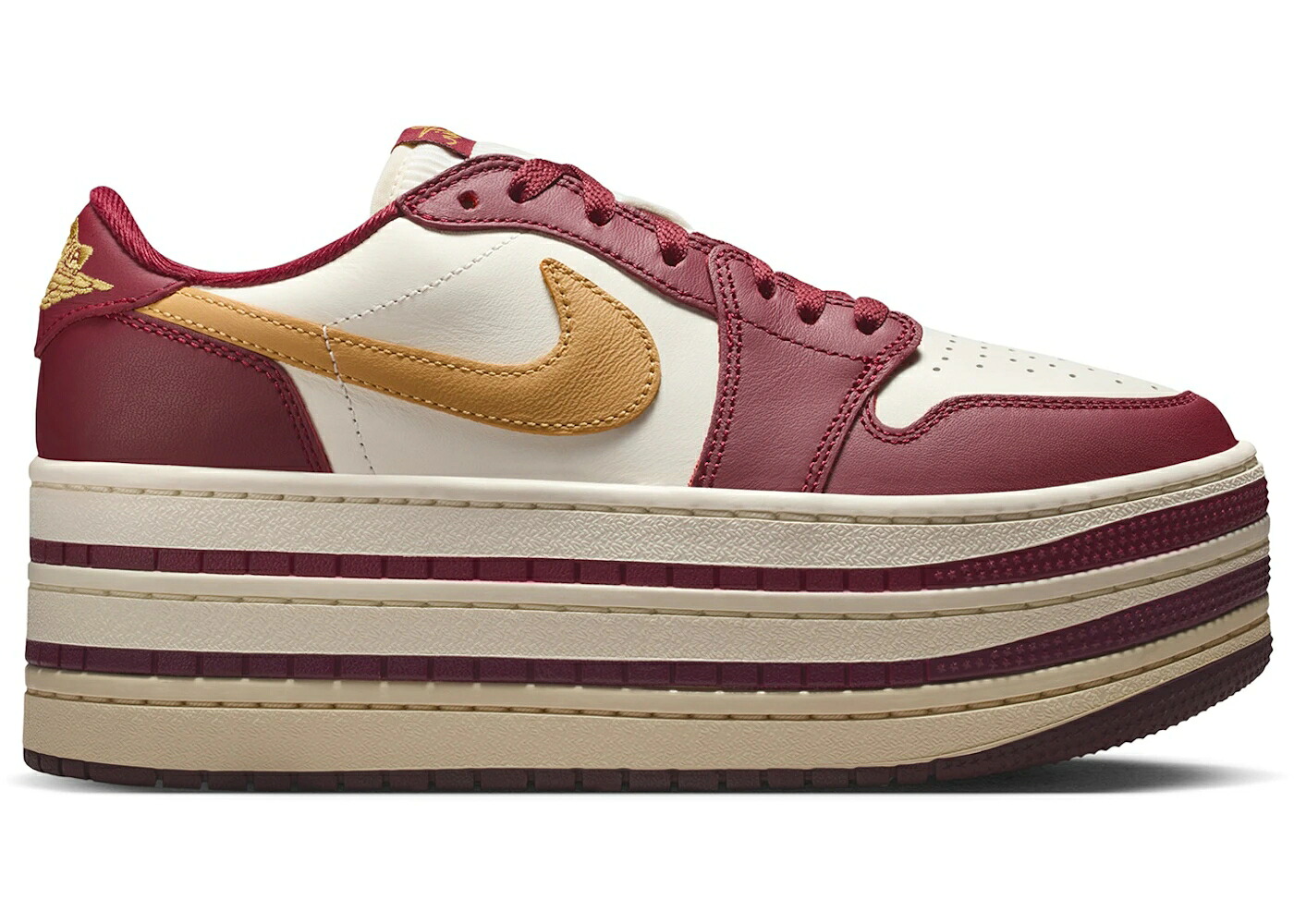 ナイキ ジョーダン チーム 赤 レッド アイボリー ゴールド WOMEN'S スニーカー レディース JORDAN 1 LOW TRIPLE STACK TEAM RED PALE IVORY (WOMEN'S) / TEAM RED PALE IVORY SANDED GOLD｜スニケス