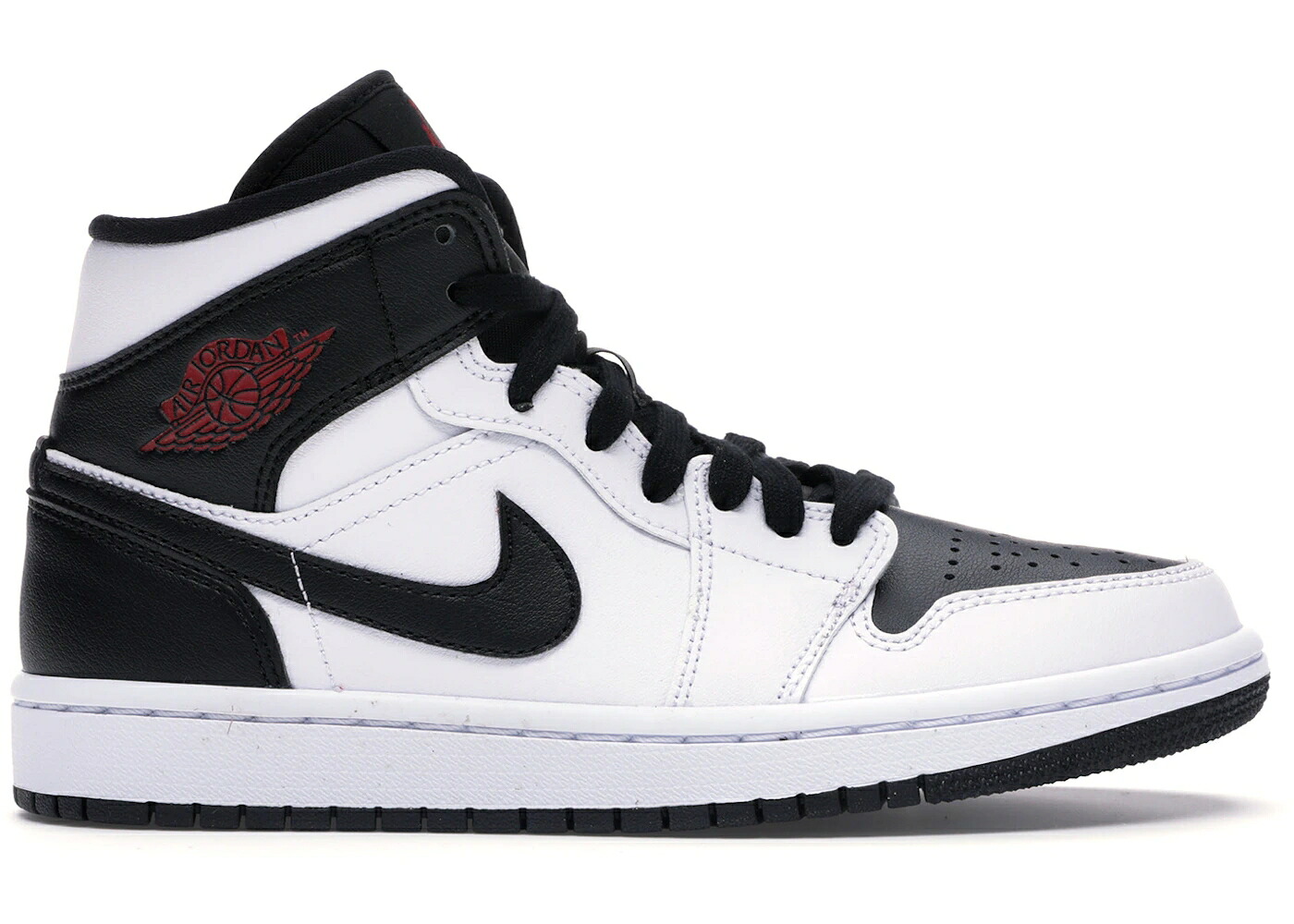 ナイキ ジョーダン ミッド リベンジ 黒色 ブラック 白色 ホワイト 赤 レッド WOMEN'S スニーカー レディース JORDAN 1 MID REVERSE BLACK TOE (WOMEN'S) / WHITE GYM RED BLACK｜スニケス