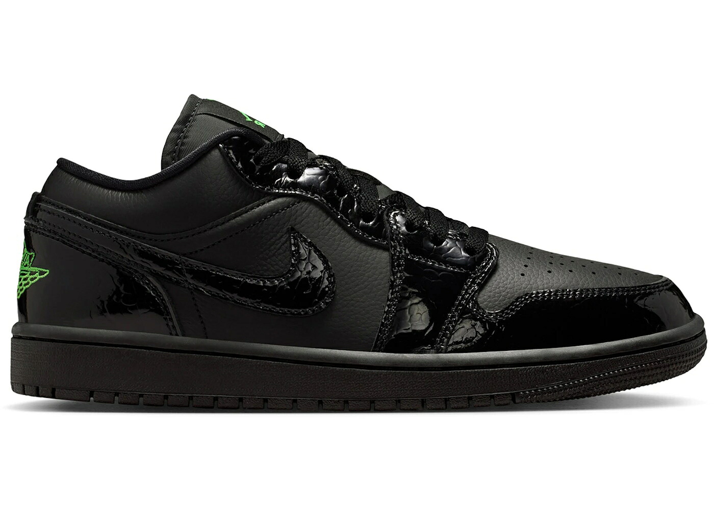 ナイキ ジョーダン 黒いこと 黒いこと スクリーム 緑 緑であること WOMEN\u0027S スニーカー レディース JORDAN 1 LOW SE BLACK CROC SCREAM GREEN (WOMEN\u0027S) / BLACK BLACK BLACK SCREAM GREEN