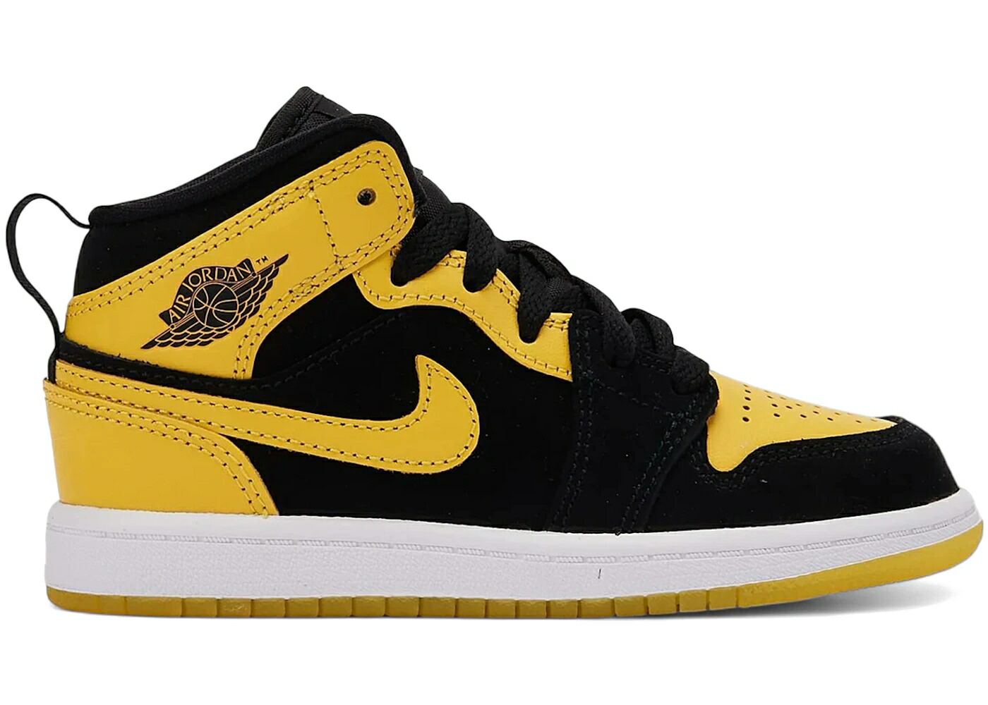 ナイキ ジョーダン ミッド 黒色 ブラック 白色 ホワイト ジュニア キッズ JORDAN 1 MID SE NEW LOVE (2025) (PS) / BLACK WHITE VARSITY MAIZE ベビー マタニティ スニーカー