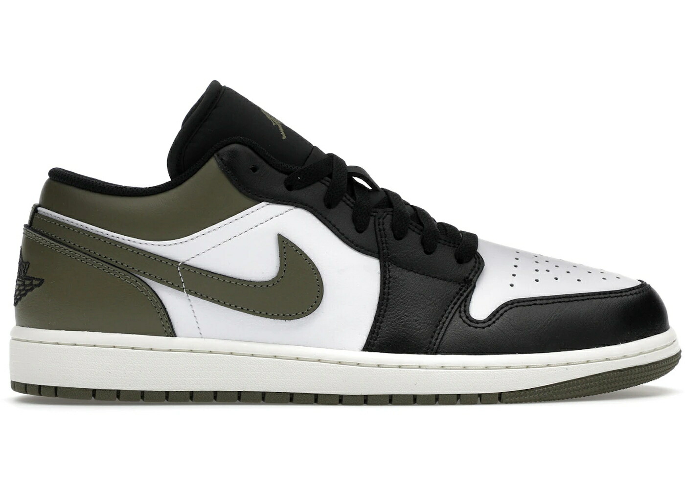 ナイキ ジョーダン 黒色 ブラック オリーブ 白色 ホワイト スニーカー メンズ JORDAN 1 LOW BLACK TOE MEDIUM OLIVE / BLACK MEDIUM OLIVE WHITE