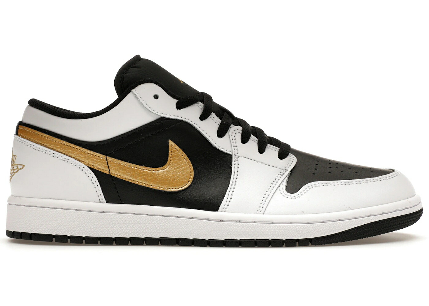ナイキ ジョーダン 白色 ホワイト 黒色 ブラック ゴールド スウッシュ スウォッシュ スニーカー メンズ JORDAN 1 LOW WHITE BLACK METALLIC GOLD SWOOSH / WHITE BLACK METALLIC GOLD