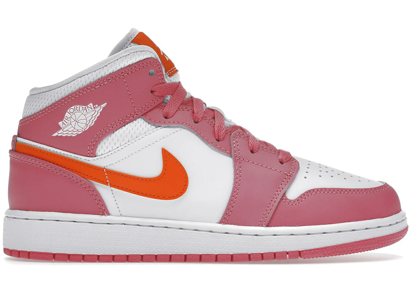 ナイキ ジョーダン ミッド 橙 オレンジ 白色 ホワイト ジュニア キッズ JORDAN 1 MID PINKSICLE SAFETY ORANGE (GS) / PINKSICLE SAFETY ORANGE WHITE ベビー マタニティ スニーカー