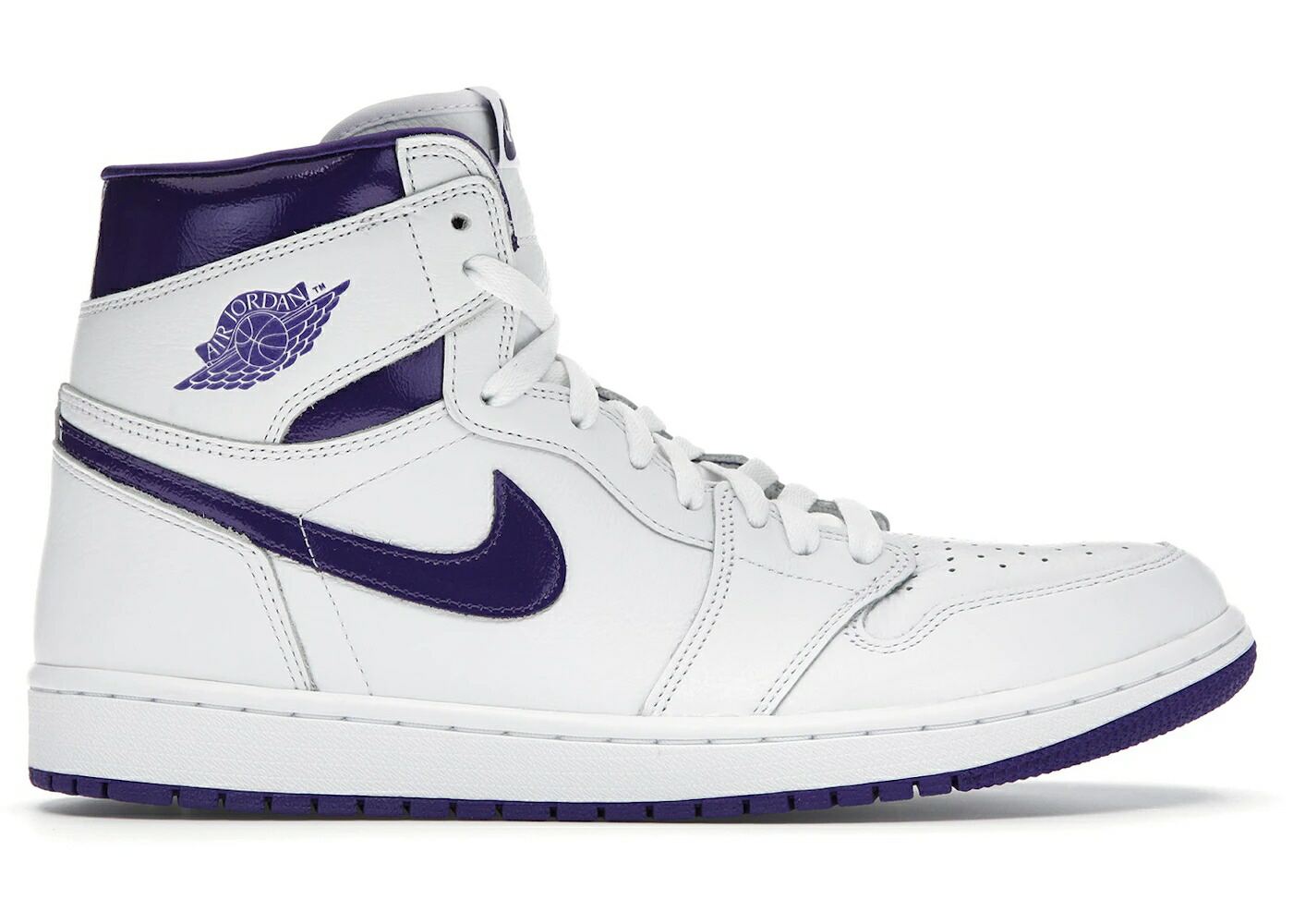 ナイキ ジョーダン 御機嫌 厚地の外套 紫 パープル 白いこと 白いこと WOMEN\u0027S スニーカー レディース JORDAN 1 RETRO HIGH COURT PURPLE (WOMEN\u0027S) / WHITE COURT PURPLE