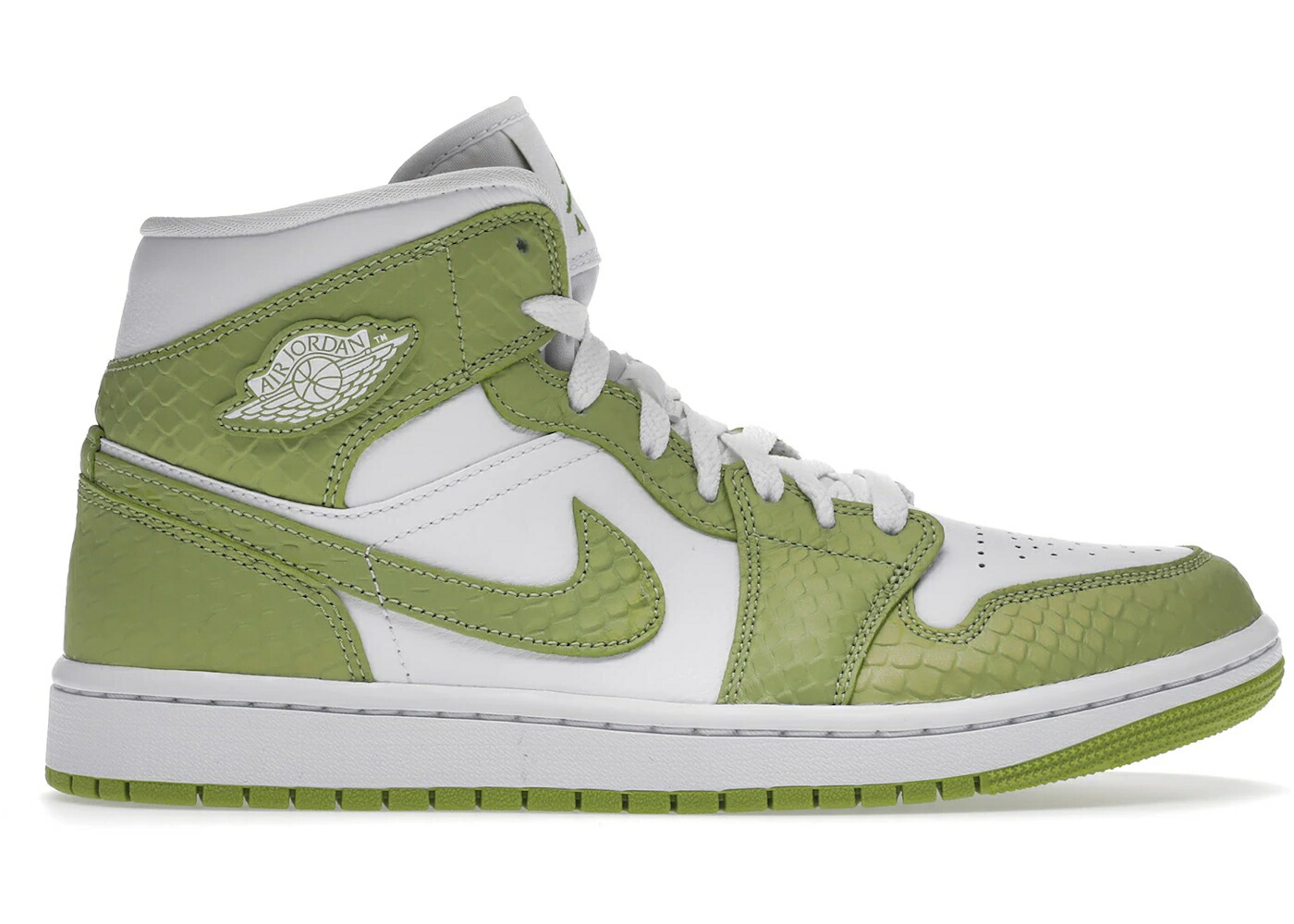 ナイキ ジョーダン ミッド 緑 グリーン 白色 ホワイト WOMEN スニーカー レディース JORDAN 1 MID GREEN PYTHON (WOMEN) / WHITE WHITE VIVID GREEN