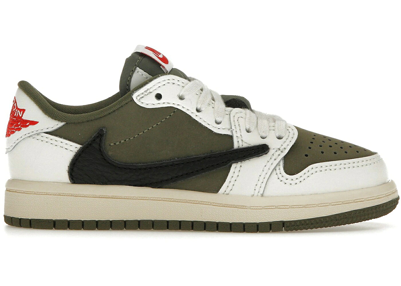 ナイキ ジョーダン オリーブ 黒色 ブラック トラヴィススコット ジュニア キッズ JORDAN 1 RETRO LOW OG SP TRAVIS SCOTT MEDIUM OLIVE (PS) / MEDIUM OLIVE BLACK SAIL MUSLIN ベビー マタニティ スニーカー
