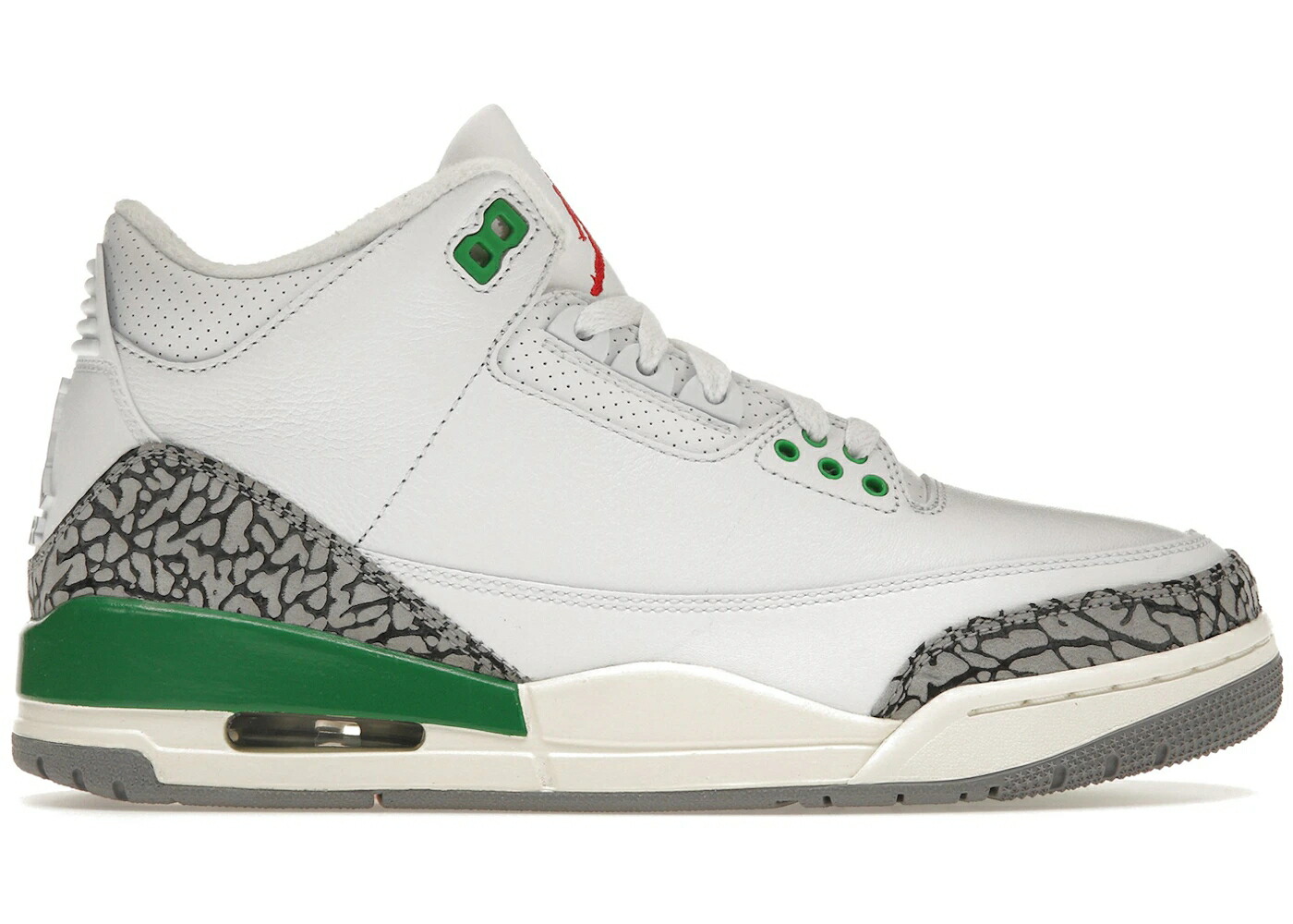 ナイキ ジョーダン 緑 グリーン 白色 ホワイト 赤 レッド WOMEN スニーカー レディース JORDAN 3 RETRO LUCKY GREEN (WOMEN) / WHITE LUCKY GREEN VARSITY RED