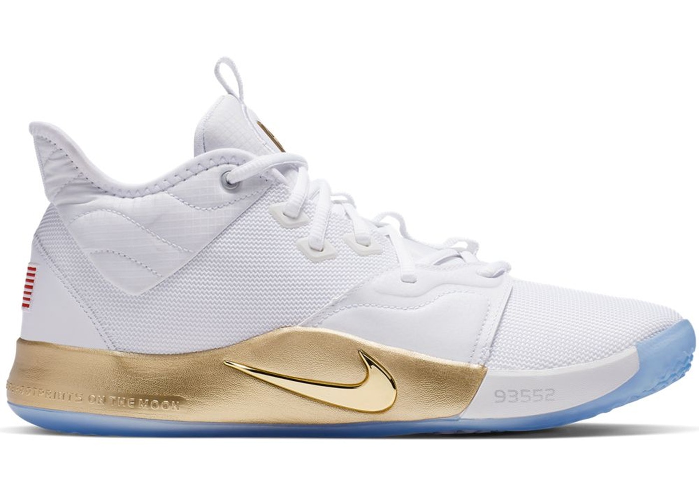 nike pg 3 nasa white gold