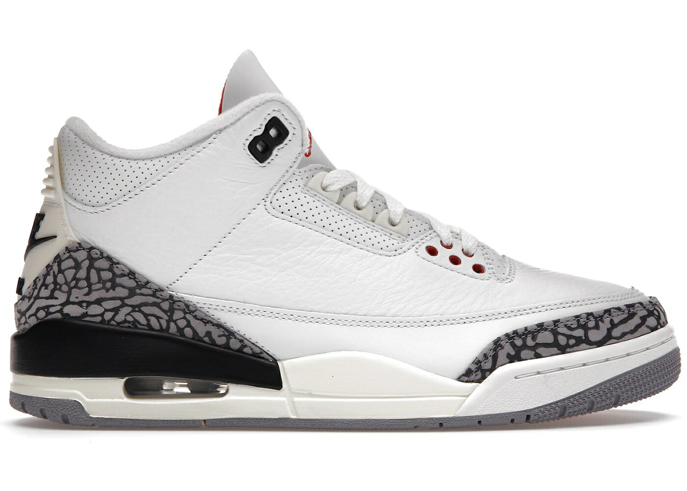 ナイキ ジョーダン 白色 ホワイト 灰色 シメント ファイア 赤 レッド 黒色 ブラック スニーカー メンズ JORDAN 3 RETRO WHITE CEMENT REIMAGINED / SUMMIT WHITE FIRE RED BLACK